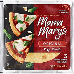 3-Pack Mama Mary's 7" Ready to Bake Pizza Crusts (Traditional) $2.15 ($0.72 each) w/ S&S 