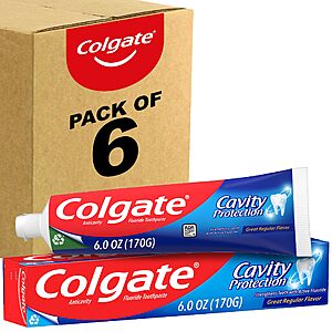 6-Pack 6-Oz. Colgate Cavity Protection Toothpaste w/ Fluoride $  8.05 + Free Shipping w/ Prime or on $  35+