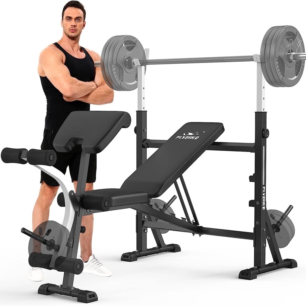 FLYBIRD Olympic Weight Bench with Preacher Curl Pad and Leg Developer - $245.88