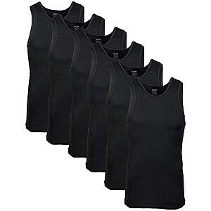 Gildan Men's A-Shirts 6 Pack Tanks Black (XL Only) $11.60