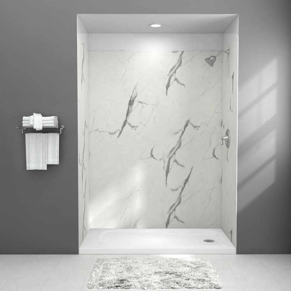 American Standard Passage 32 in. x 60 in. x 72 in. 4-Piece Glue-Up Alcove Shower Wall in Powder Marble $480