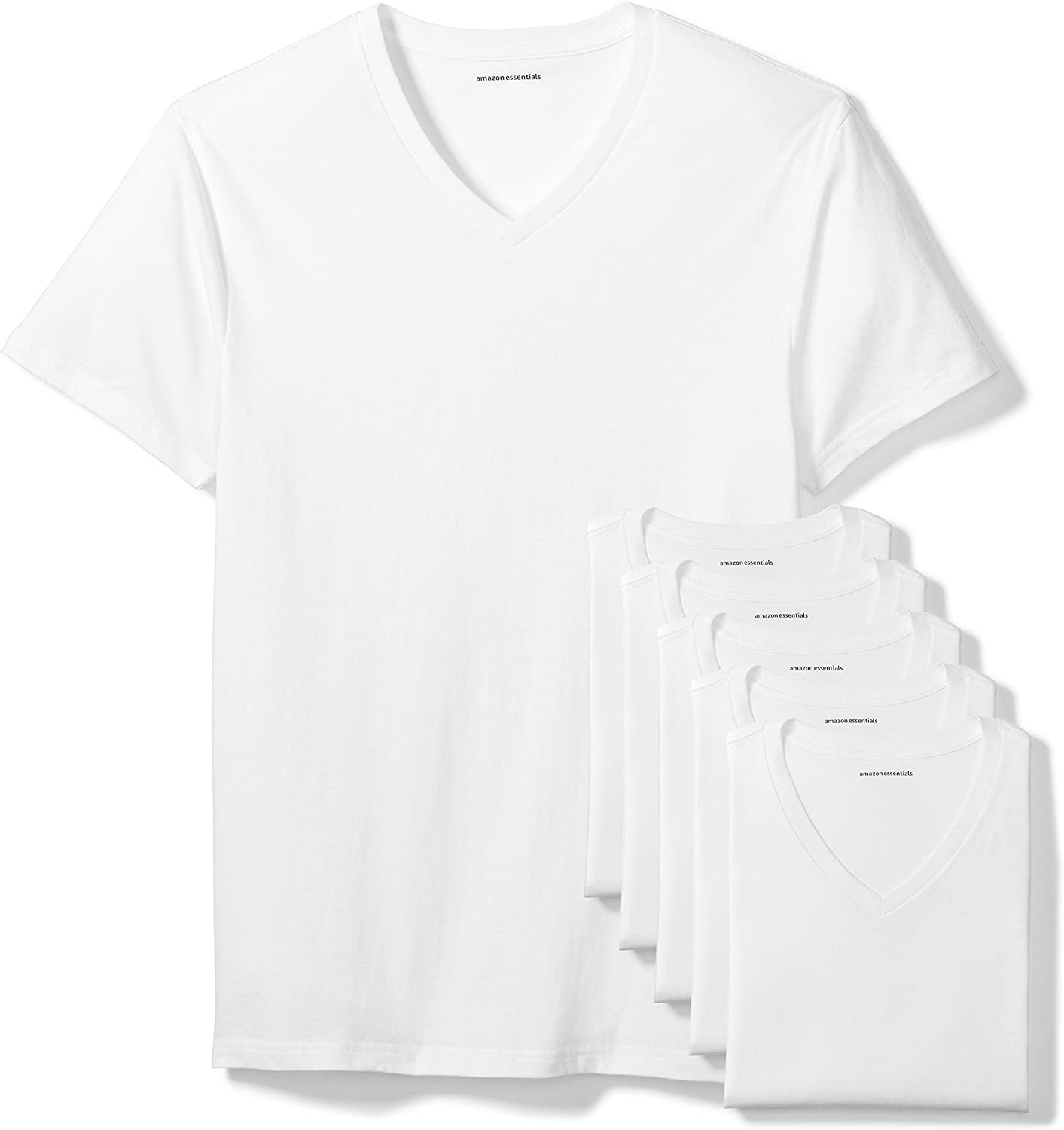 Amazon Essentials Men's V-Neck T-Shirt, Pack of 6 - $16.40
