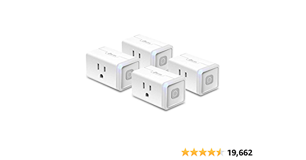 Kasa Smart Plug HS103P4, Smart Home Wi-Fi Outlet Works with Alexa, Echo, Google Home & IFTTT, No Hub Required, 15 Amp, UL Certified,4-Pack  for $21 AC at Amazon - $21