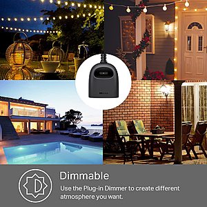 Kasa Outdoor Smart Dimmer Plug, IP64 Plug- in Dimmer for Outdoor String  Lights, Compatible with Alexa, Google Assistant & SmartThings, Long Wi-Fi