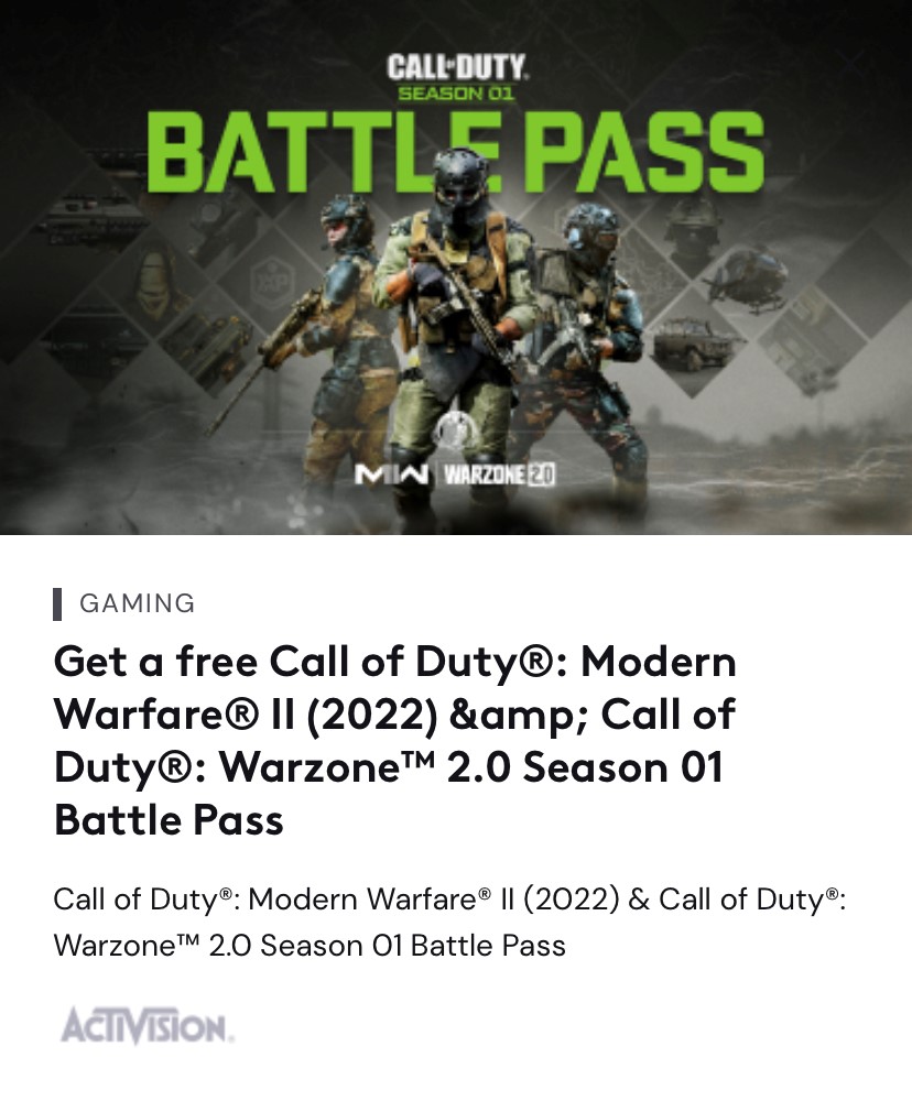 Xfinity Rewards Members Battle Pass Season 1 for Call of Duty Modern