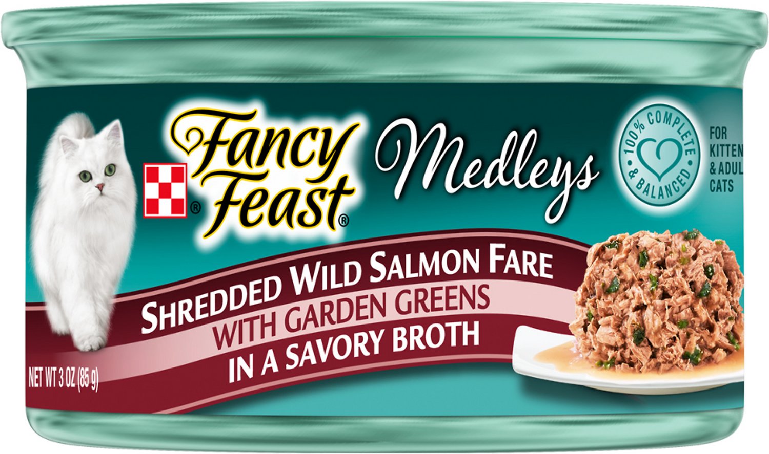 Chewy and Amazon Fancy Feast Medleys Shredded Wild Salmon Fare Canned Cat Food, 3-oz, case of 24 $11.88