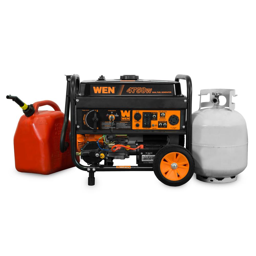 WEN DF475 4750 Watt Dual Fuel Gas and Propane Generator with Wheel Kit