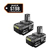 2-Pack RYOBI ONE+ 18V 4.0Ah Lithium-Ion Batteries $69 ~ Home Depot