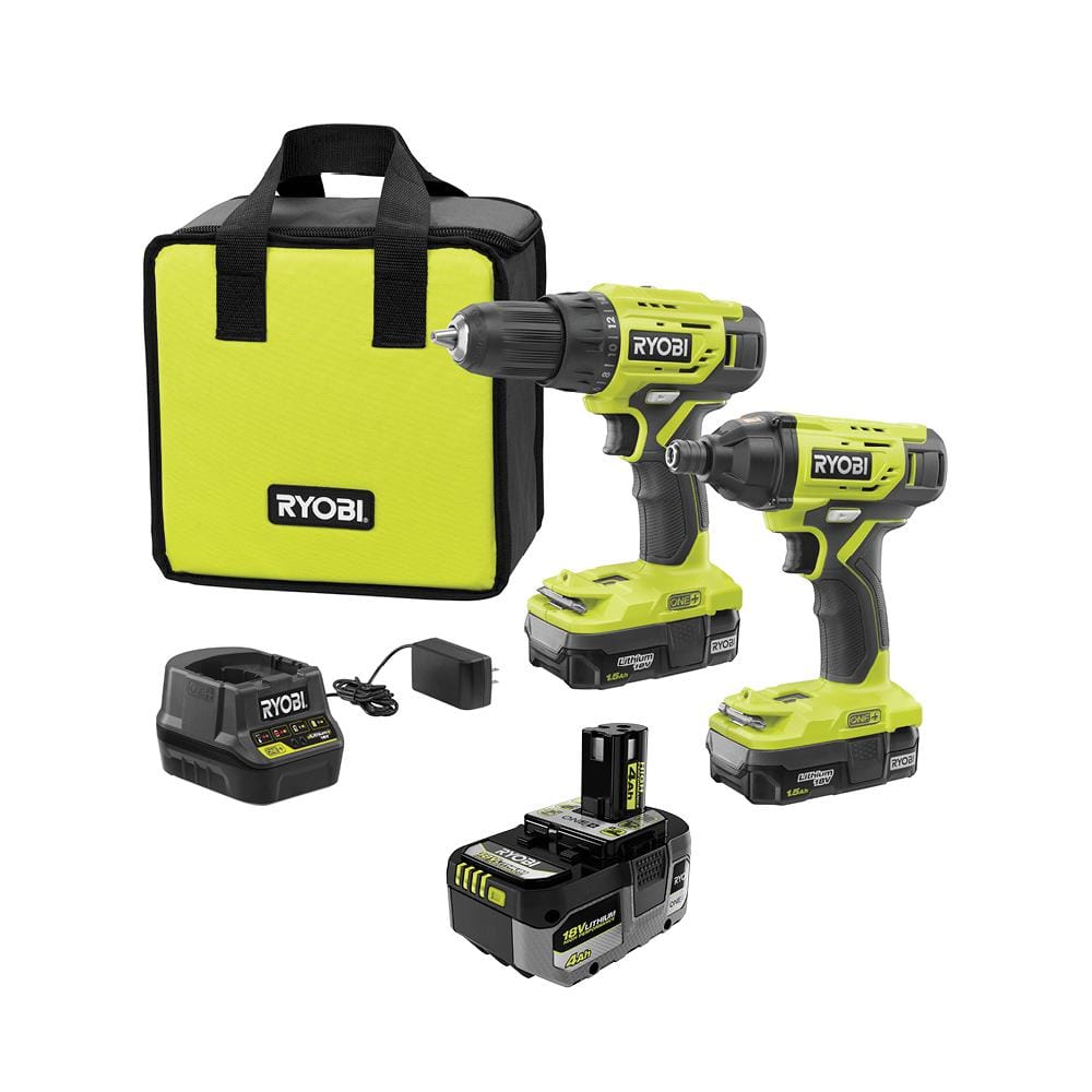 Ryobi One+ Cordless Drill/Driver + Impact Driver w/ 2x 1.5Ah & 1x 4.0Ah Batteries & Charger $99 w/ Free Shipping ~ Home Depot