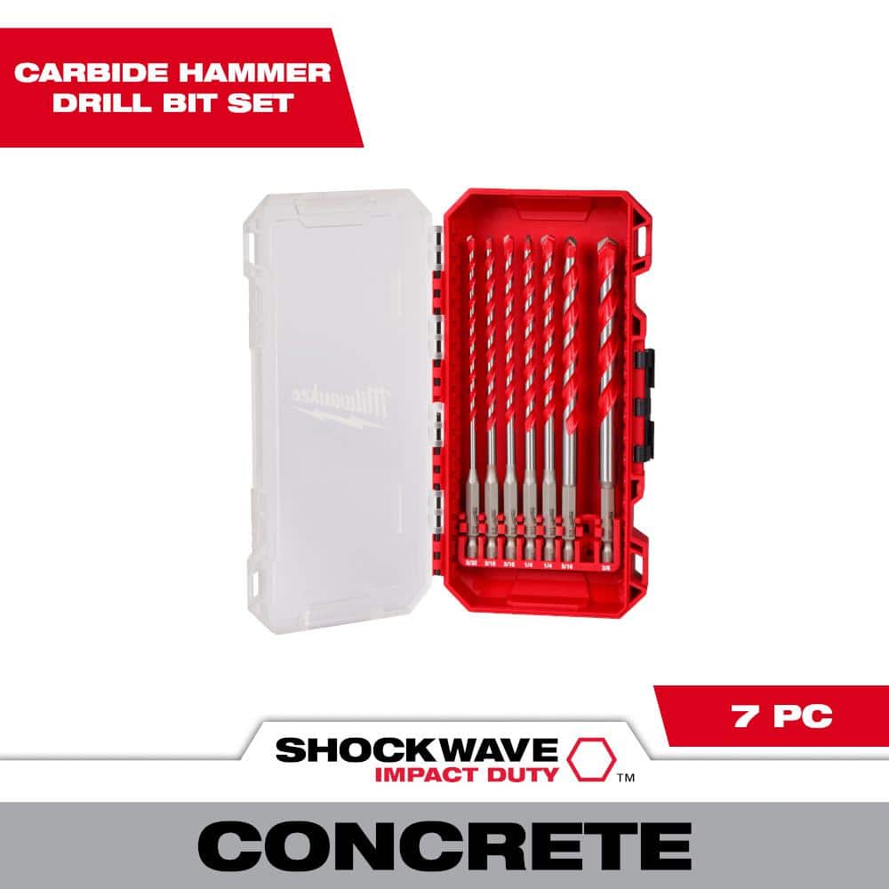 7-Piece Milwaukee SHOCKWAVE Carbide Hammer Drill Bit Kit $18 w/ Free Shipping ~ Home Depot
