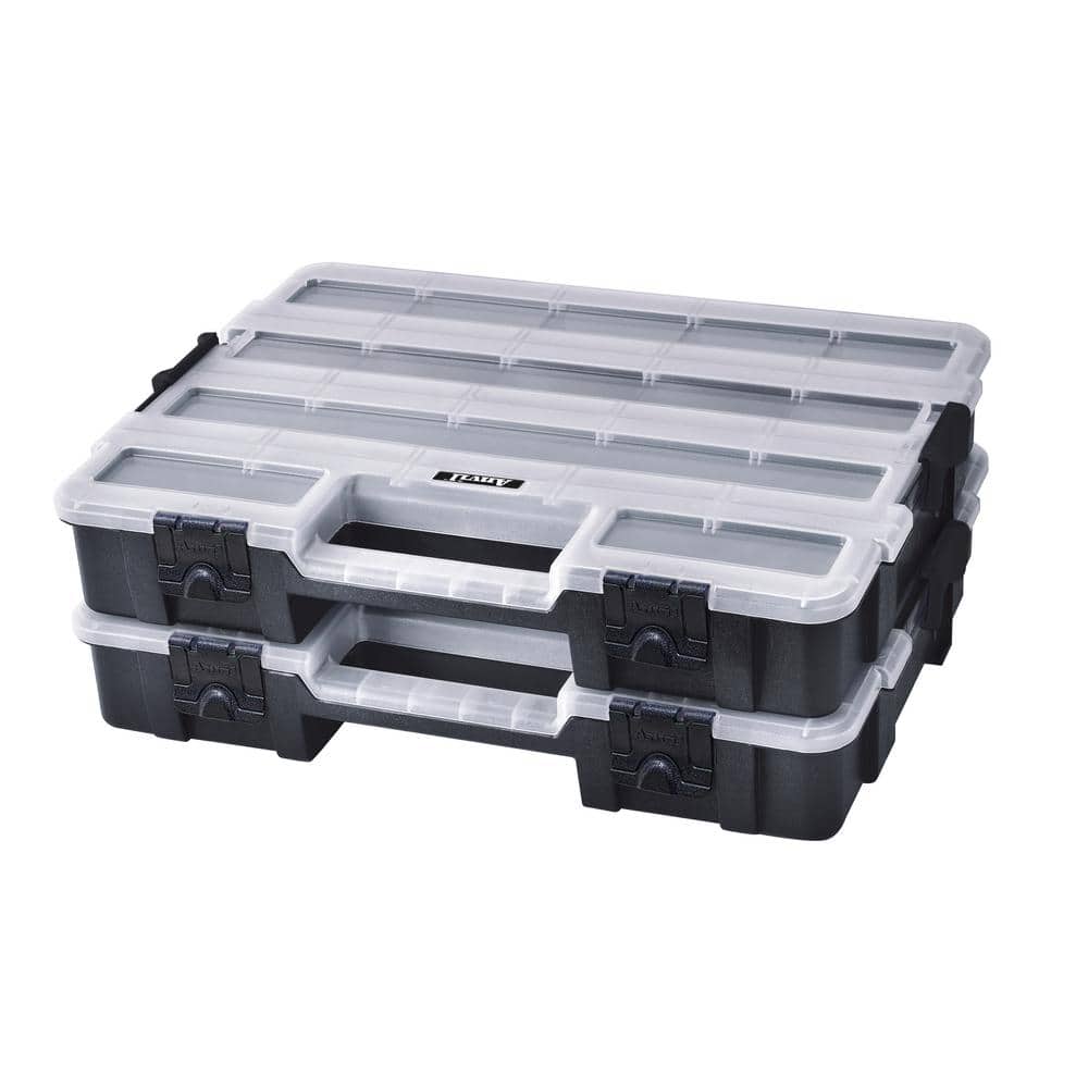 2-Pack Anvil 17-Compartment Black Interlocking Small Parts Organizer