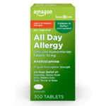 300-Count Amazon Basic Care 10mg All Day Allergy Antihistamine Tablets $6.70 w/ Subscribe &amp; Save