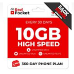 360-Day Red Pocket Prepaid Plan: Unlimited Talk & Text + 10GB LTE / Month $199 + Free Shipping