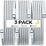3-Pack LISEN 6.6' 60W USB-C to USB-C Charger Cables $4.95