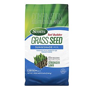 5.6-Lb Scotts Turf Builder Grass Seed Sun & Shade Mix w/ Fertilizer & Soil Improver $23.75