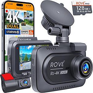 ROVE R2-4K DUAL Front & Rear Dash Cam w/ STARVIS 2 Sensor $90.90 + Free Shipping