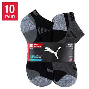 Costco Members: 10-Pair Men's or Women's Puma No Show Socks (Black or White) $11 (or less) + Free Shipping