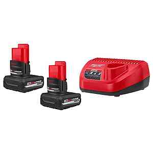2-pk Milwaukee M12 12V 5.0Ah Battery Starter Kit w/ Charger + Bonus Tool $199 + Free Shipping
