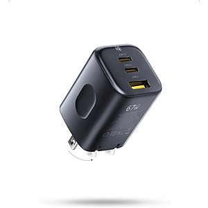 Baseus PICOGO 67W USB-C Charger 3-Port Fast Charging Block w/ Foldable Plug $17 + Free Shipping