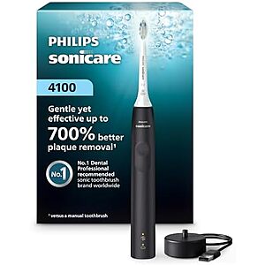 [AC] $29.99* | Philips Sonicare 4100 Rechargeable Electric Toothbrush (Black, HX3681/24) at Amazon