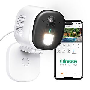 winees Wired 2K Outdoor Color Night Vision Security Camera