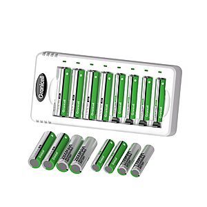 16-Ct Granicell Rechargeable AA & AAA Batteries w/ Charger $15