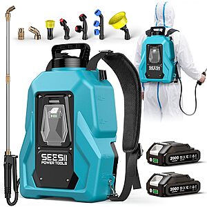5-Gal Seesii Battery Powered Backpack Sprayer w/ Dual Battery w/ 7 Nozzles $72 + Free S&H
