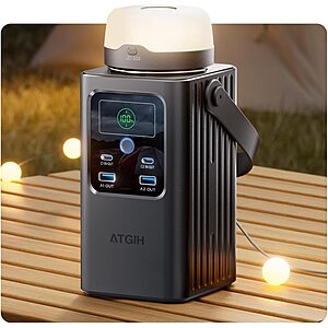 ATGIH 198.4Wh Portable Power Station w/ LiFePO4 Battery & Light (Carbon Grey) $55 + Free S&H