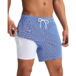 Maamgic Men's 5.5" Quick Dry Swim Trunks w/ Compression Liner (Various) $12 