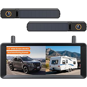 AUTO-VOX 2-Camera Solar Wireless Backup System for Vehicles w/ 7" 1080p Monitor $136 + Free S&H