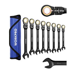 Prime Members: 8-Pc WORKPRO 72T Flex-Head Ratcheting Metric Combination Wrench Set $30 + Free S&H