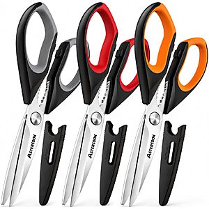 Prime Members: 3-Pk Astercook Heavy Duty Kitchen Shears w/ Blade Covers $10 + Free S&H