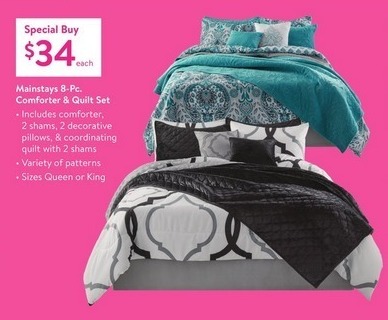 Walmart Black Friday Mainstays 8 Pc Comforter Quilt Set