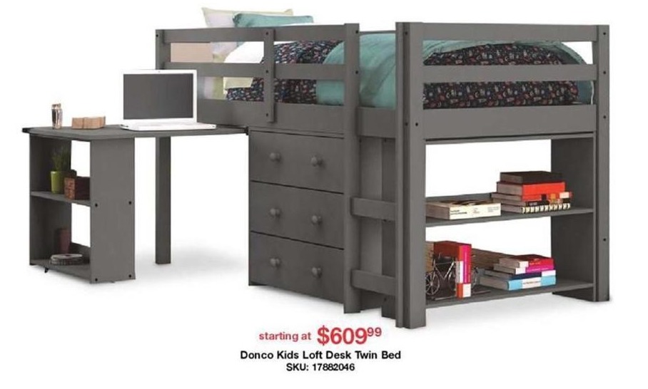 Overstock Black Friday Donco Kids Low Study Loft Desk Twin Bed W