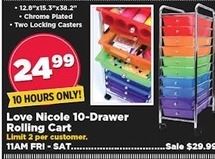 Ac Moore Black Friday Love Nicole 10 Drawer Rolling Cart For
