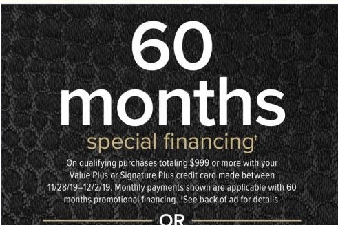 Value City Furniture Black Friday 60 Months Special Financing On
