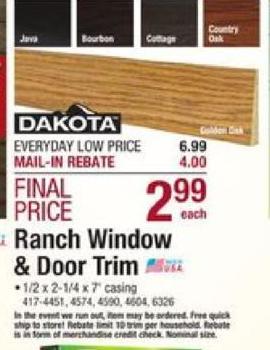 Menards Black Friday Dakota Ranch Window Door Trim For 2 99