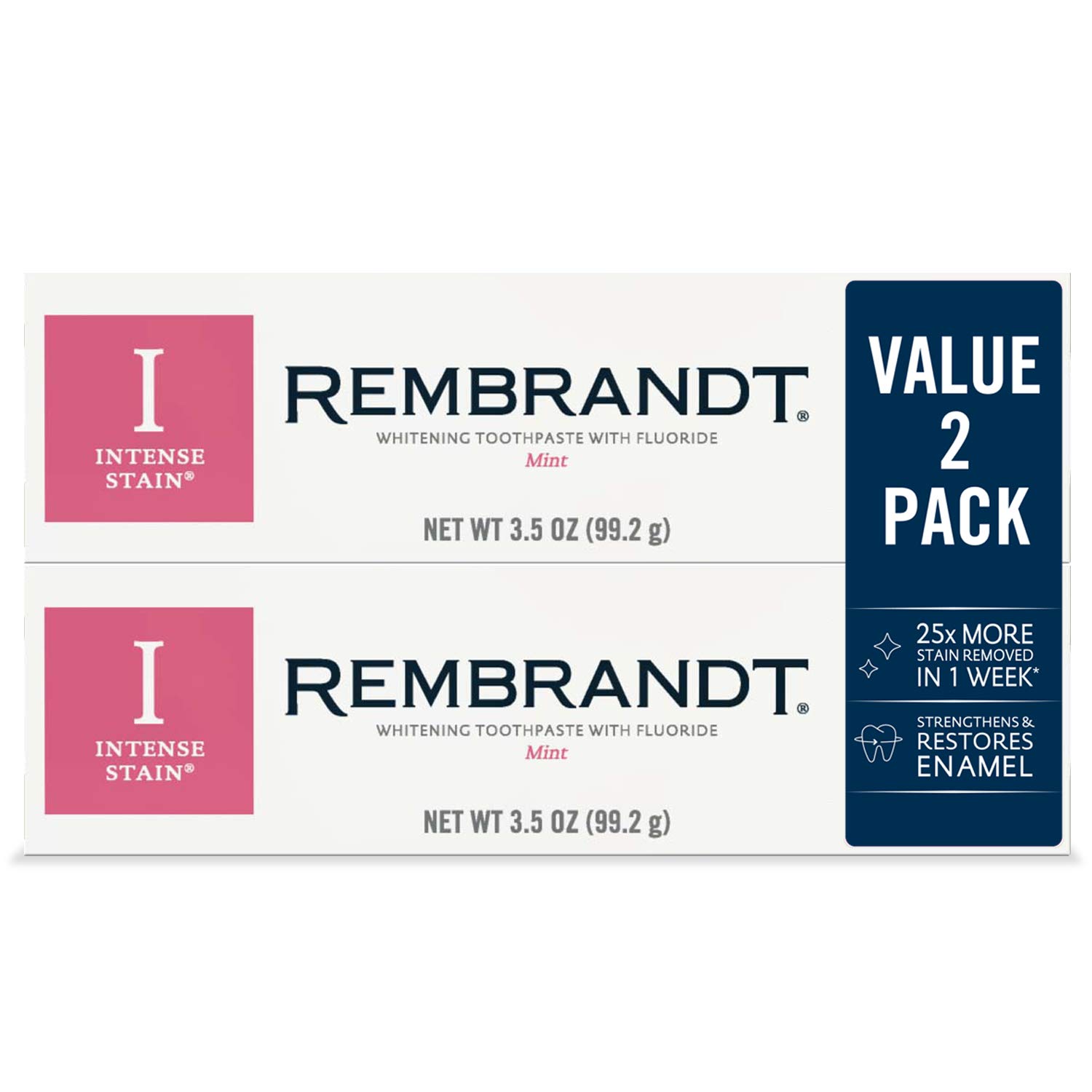 2 Count 3.5 Ounce Tubes Rembrandt Rembrandt Intense Stain Whitening Toothpaste Mint Flavor - $6.91 AC & S&S ($5.97 AC & 5 S&S Orders) - Amazon