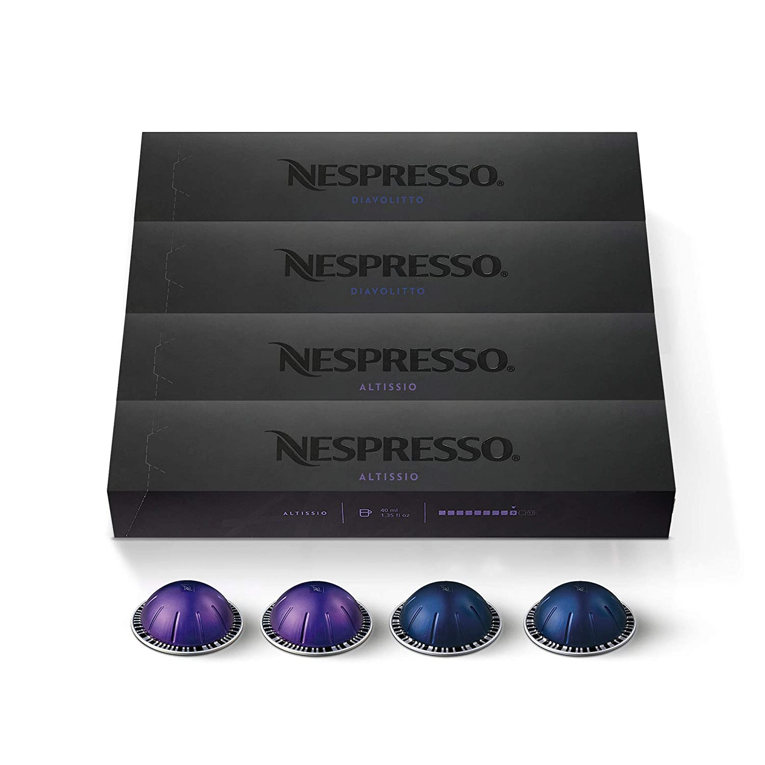 40 Count Nespresso VertuoLine Capsules - Espresso, Bold Variety Pack, Medium and Dark Roast - Brews 1.35 Fl Oz - As low as $28.70 with 5 S&S Orders