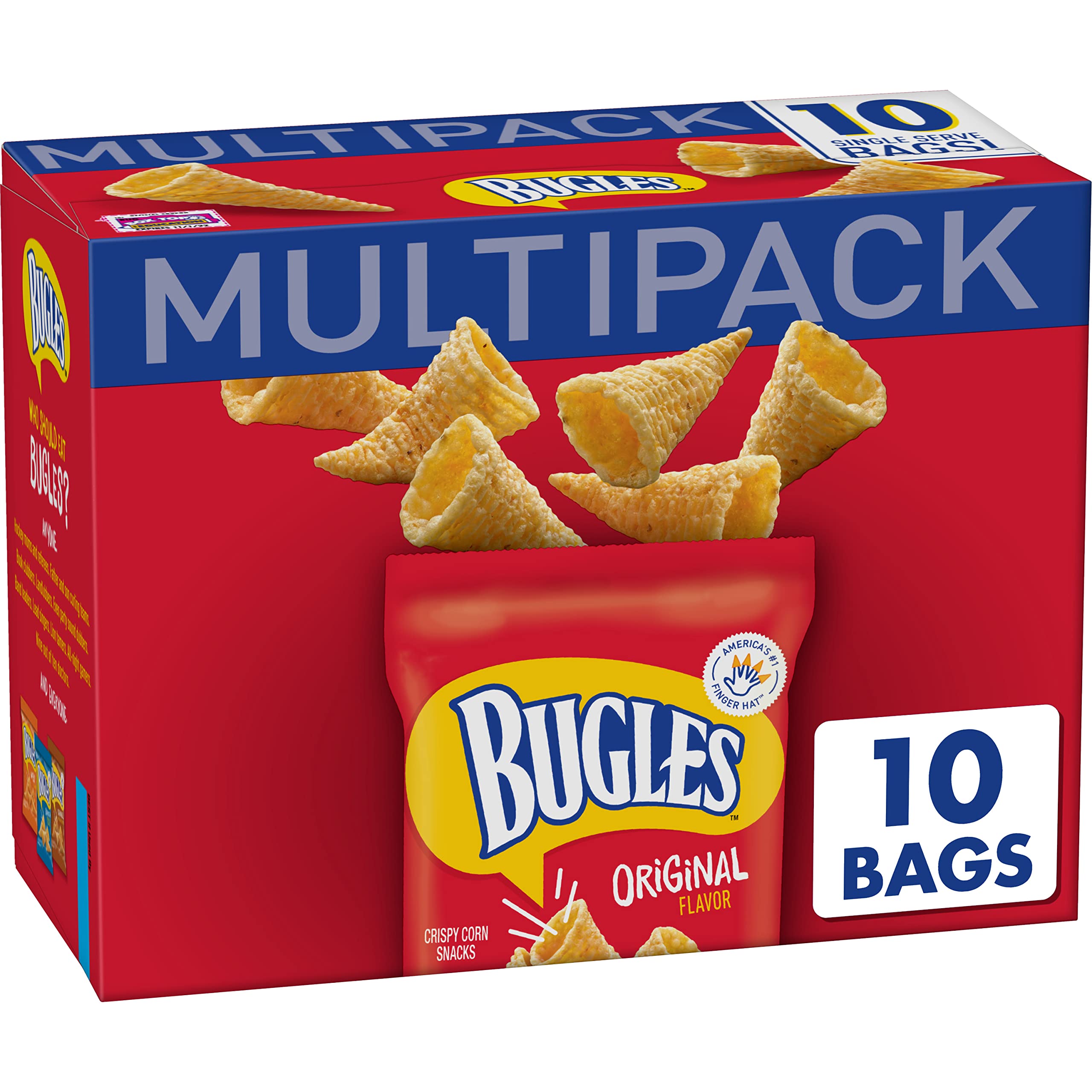Bugles Crispy Corn Snacks, Original Flavor, 10 Snack Bag, 8.75 oz (.875 oz/ea) - Amazon $2.92 - Free Shipping w/ Prime or on $35+