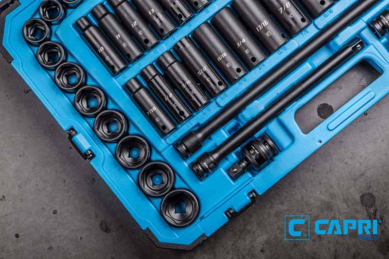 Capri Tools 1/2" drive master impact socket set (comes with snap ring plier set) $229.99
