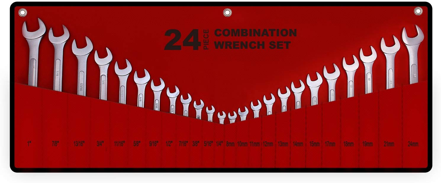 24 piece master combination wrench set with roll pouch $19.99 free shipping w/ prime Amazon