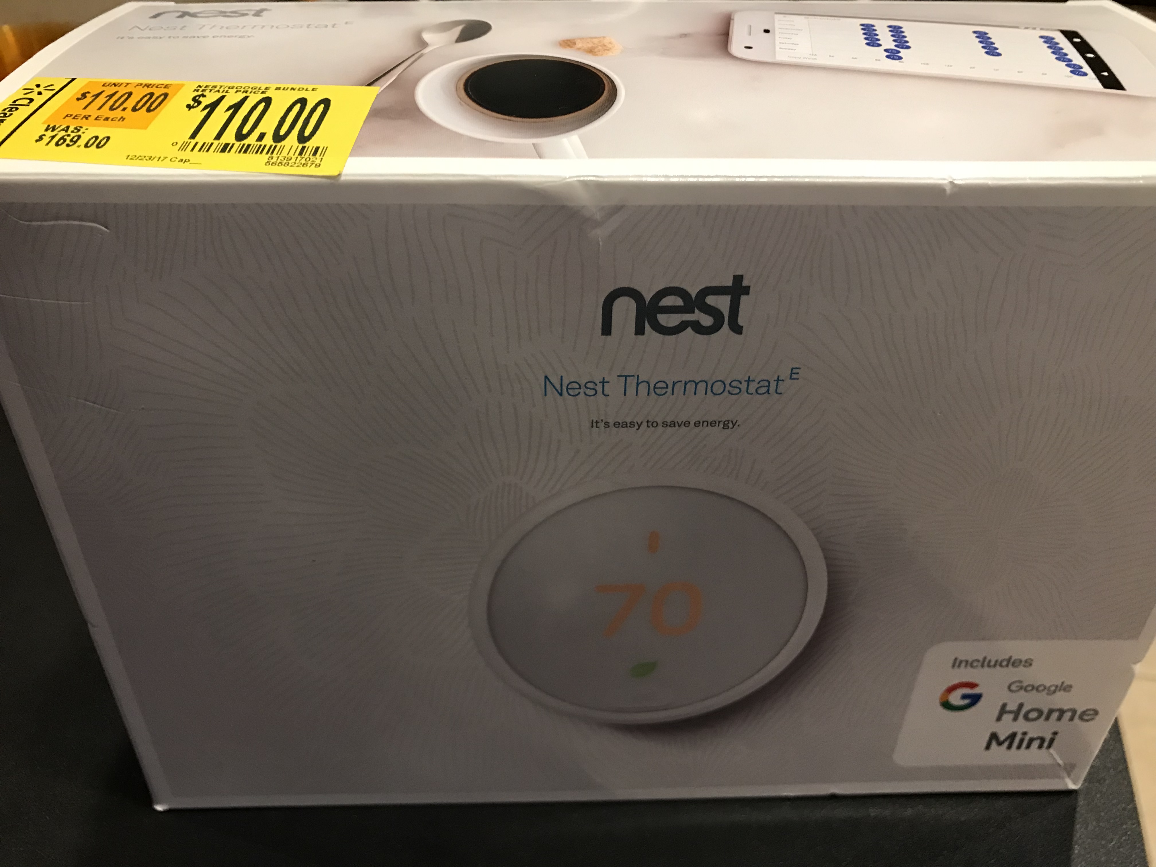 Nest Thermostat E With Google Home Mini 110 Walmart In Store