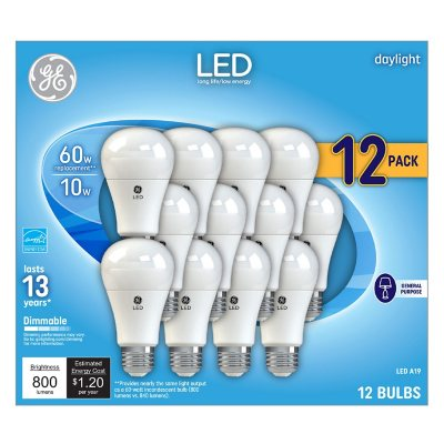 GE Daylight LED 60W Equivalent General Purpose A19 Light Bulbs (12 pk.) $1.98 YMMV B&M