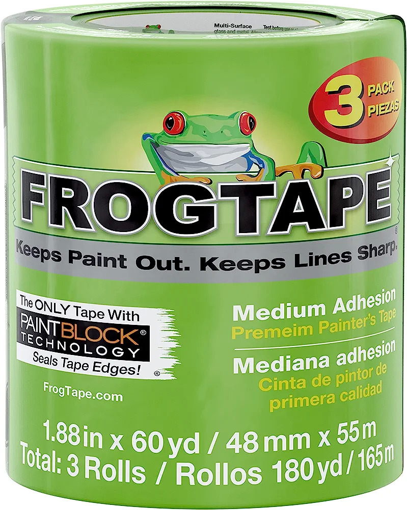 3-Rolls FrogTape Multi-Surface Painter's Tape with PaintBlock, Medium Adhesion, 1.88 Inches x 60 Yards, Green, $19.80