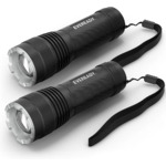 2-Pack EVEREADY LED Tactical Flashlight, IPX4 Water Resistant EDC Flashlight, Zoomable, 3 Light Modes, Heavy Duty Metal Body, Lanyard Included, $5.22