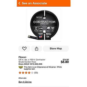 5/8 in. dia. x 100 ft. Contractor Grade Garden Hose $8.80 YMMV at Home Depot