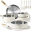 19-Piece CAROTE Tri-Ply Stainless Steel Cookware Pots and Pan Set with Detachable Handle  (White)  $59.99 + Free Shipping