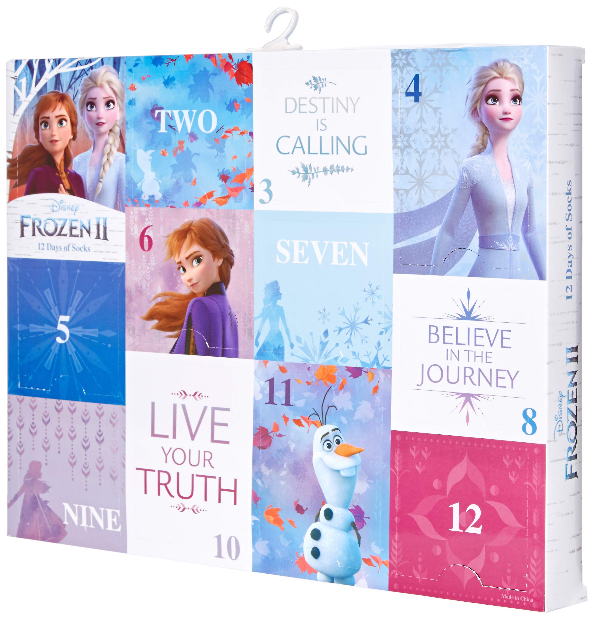 12 Pairs Disney Women's Frozen 2, 12 Days of Advent Box Socks 9-11 $8.00 at Amazon