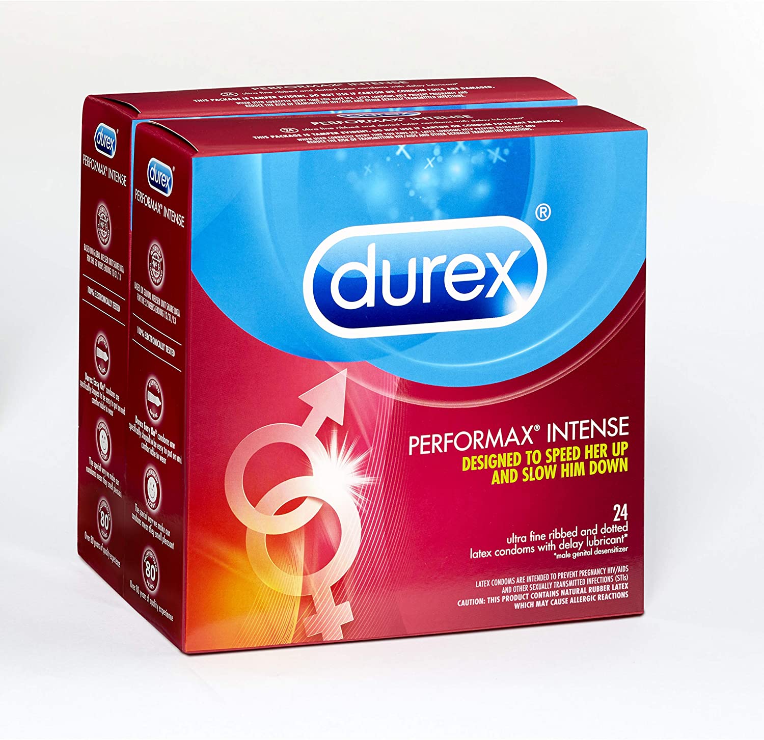 Ultra Fine, Ribbed, Dotted with Delay Lubricant, Durex Performax Intense Na...